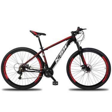 Imagem de Bicicleta Aro 29 Ksw 27v Deore Freio Hidraulico Trava Guidão - Preto-vermelho E Branco - 21"