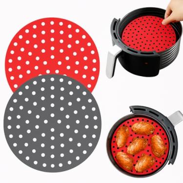 Imagem de Kit 2 Tapetes Esteira Redondo de Silicone para Air Fryer, Fritadeira Elétrica, 28 cm