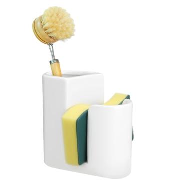Imagem de Geelin Suporte de esponja para pia de cozinha de cerâmica 2 em 1 e suporte de escova para organizador de cozinha rústico suprimentos de fazenda