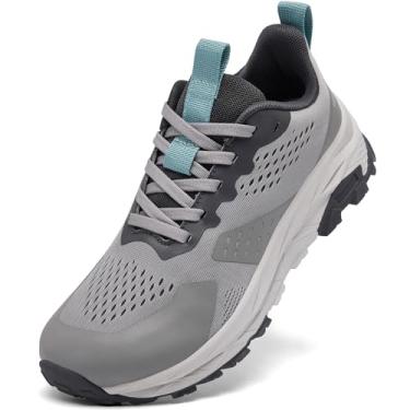 Imagem de HONGGUOZI Sapatos femininos com bico largo, suporte de arco, ultraleve, antiderrapante, para caminhada, corrida, treino, academia, tênis, tênis para diabéticos, almofada equilibrada, Cinza, 9.5 Wide