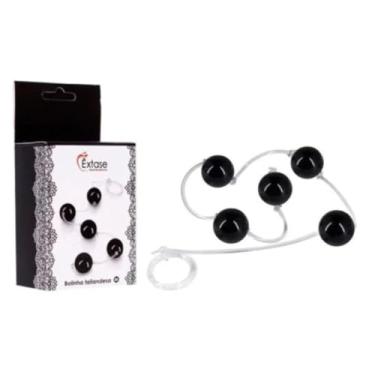 Imagem de Bolinha Tailandesa M Em Acrílico Com Fio Em Silicone Acessório Íntimo com 5 Bolas BT002-M (PRETO)