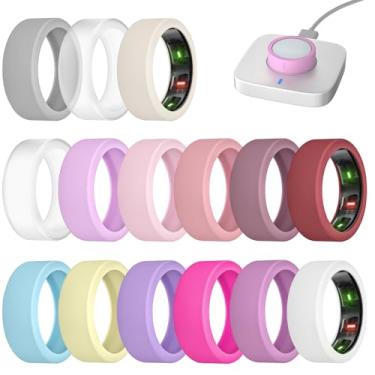 Imagem de Pacote com 15 capas compatíveis com Oura Ring Gen 4/Oura Ring Gen 3 Horizon/Gen 3 Heritage - carregando diretamente com protetora, capa de silicone fina elástica antiarranhões para homens e mulheres