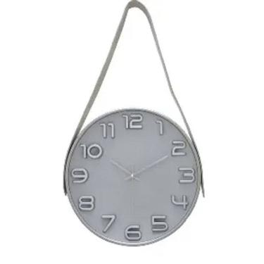Imagem de Relógio de Parede com Alça Cinza 30cm