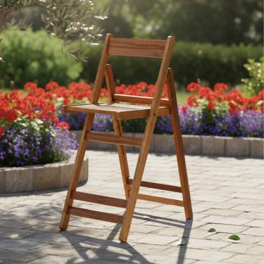 Imagem de Cadeira Bistrô Dobrável em Madeira Eucalipto Verniz Marrom