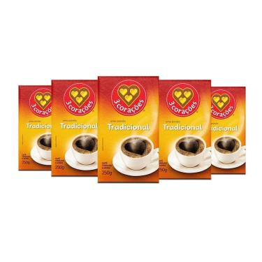 Imagem de Café 3 Corações Tradicional A Vácuo Kit 5 Pacotes De 250G
