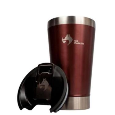 Imagem de Copo termico quente e frio com tampa 473ml vinho - fox stainless