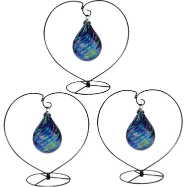 Imagem de Ornament Display Stand, 3 Pack Heart-shaped Hanging Stand Rack Holder for Hanging Glass Globe Air Plant Terrarium, Witch Ball, Black Iron Hanging Hook for Home Wedding Decoration Christmas Ornament and Home Wedding --for Glass Crystal Witch Ball, Easter Christmas Decoration, Wedding Home Party Decor