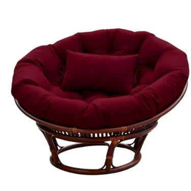 Imagem de BCKNT Almofada de cadeira redonda Papasan espessa com encosto de cabeça, almofada de assento confortável para pendurar e pendurar para pátio de jardim externo e interno (sem assentos)