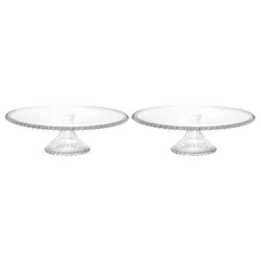 Imagem de Kit De Pratos Com Pé Em Cristal 31cm Para Servir Bolos Com 2 Unidades 