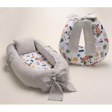 Imagem de Kit Almofada De Amamentação + Ninho Redutor De Berço Menino (Safari)