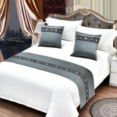 Imagem de Cachecol de corredor de cama de hotel, colcha bordada de alta qualidade, protetor de cama macio para quarto, moderno, confortável, toalha de cama para sofá para solteiro, queen king, tamanho cinza||50