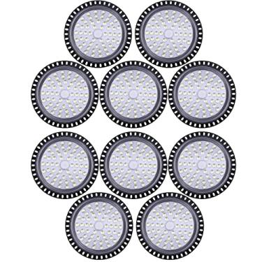Imagem de Pacote com 10 lâmpadas LED UFO de 50 W, 5000 LM, 6500 K, luz diurna branca, iluminação comercial para oficina, garagem, área, IP65, à prova d'água, luminárias de armazenamento