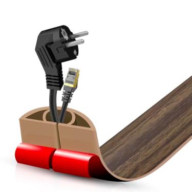 Imagem de Escondedor autoadesivo para cabo de piso, gerenciamento de cabos de 1,3 m, protetor de faixa de extensão para fios, evita viagens de cabos para escritórios, academias, exposições. Cavidade: 1,3 cm (L