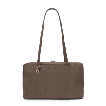 Imagem de Sacolas largas de nylon para mulheres, bolsas Hobo, bolsa de ombro grande para viagem, trabalho, faculdade, Marrom, Medium