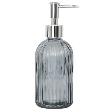 Imagem de Dispenser Líquido de Vidro Azul 420ml, ideal para pia de banheiro. (1)