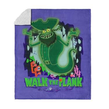 Imagem de Bob Esponja Calça Quadrada Walk The Plank Cobertor de lã de ovelha com toque de seda, manta de pelúcia macia para cama e sofá, 127 x 152 cm