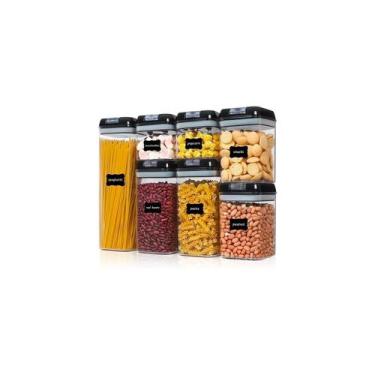 Imagem de Conjunto de recipientes para alimentos, herméticos, empilháveis, 7 uni