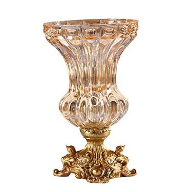 Imagem de CUTPOIY Vasos de flores grandes de vidro retrô estilo europeu para sala de estar, sala de jantar, mesa de centro de mesa, quarto, escritório, hotel, decoração de casa, vaso decorativo alto pintado à