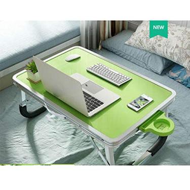 Imagem de P9IDEDFH Cama pequena mesa dobrável para laptop dormitório quarto mesa casa preguiçosa computador mesa estudante aprendizagem escrivaninha (cor: D) (D)