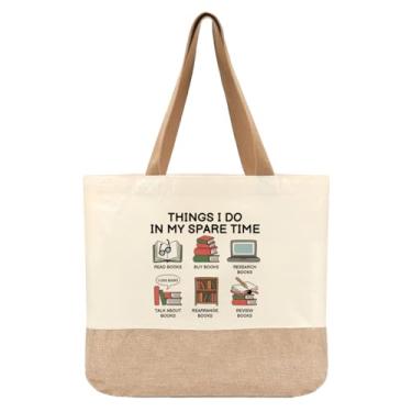 Imagem de Sacola para livros, presentes para amantes de livros, presentes para mulheres, leitoras, bibliotecárias, amigas, colegas de trabalho, mãe, irmã, esposa, compras, aniversário, Natal, Ação de Graças