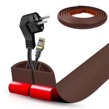 Imagem de Escondedor autoadesivo para cabo de chão, gerenciamento de cabos de 3 m, protetor de faixa de extensão para fios, evita viagens de cabos para escritórios, academias, exposições, cavidade: 1,3 cm (L) x