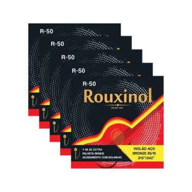 Imagem de Kit 5 Encordoamento Violão Aço R50 Rouxinol .010 + Brinde