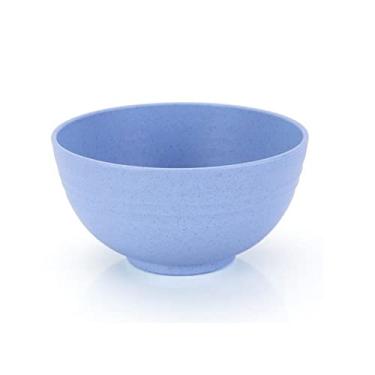 Imagem de WYUYIWH Tigela 1 peça conjunto de louça doméstico reutilizável portátil colher de garfo copo salada tigela de sopa prato cozinha conjunto de utensílios de mesa (cor: azul)