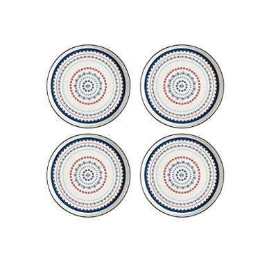 Imagem de Conjunto de 4 bandejas de lanche de cerâmica para molho de soja pratos de molho de soja pratos de aperitivo de frutas e sushi pratos laterais de lanche de 11 cm de cerâmica (cor: azul 1)