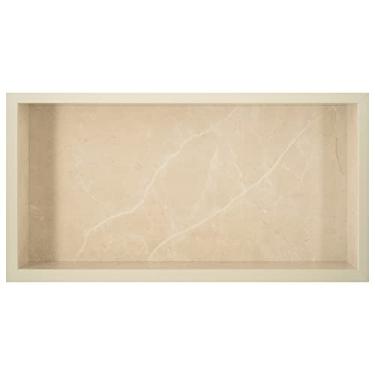 Imagem de Nicho em Porcelanato para Banheiro - (Bege) 60x30x8 cm, Resistente à Ferrugem, Moderno, Montagem em Parede