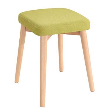 Imagem de Cadeira de jantar de madeira maciça Cadeira de maquiagem Cadeira para vestir, Moda Trocador de sapatos Cadeira quadrada Cadeira de estar Cadeira Tecido Pequeno Banco criativo