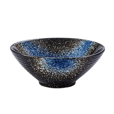 Imagem de WYUYIWH Tigela tigela de ramen tigela de macarrão de cerâmica chapéu de bambu tigela de cerâmica doméstico grande tigela de sopa de ramen tigela retrô talheres (cor: 06, tamanho: 23 cm)