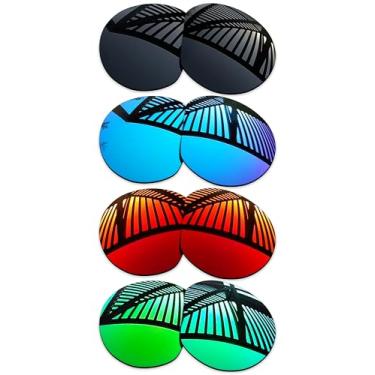 Imagem de MYCOURAG 4 pares de lentes de reposição para óculos de sol Oakley Meta HSTN OW8002 51 mm - preto sólido + esmeralda + azul gelo + vermelho fogo
