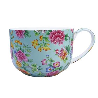 Imagem de Yaparhill Copos de café grandes de 740 ml Canecas de sopa com alças tradicional grande xícara de café de osso grande canecas de café da China para sopas de café com leite e cereais