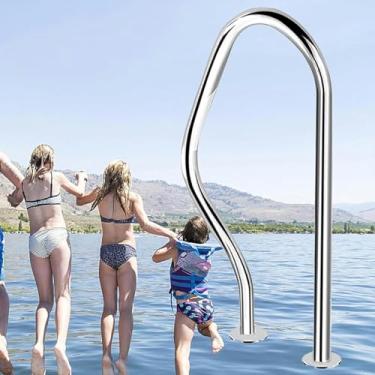 Imagem de Corrimão de piscina de aço inoxidável degraus de guia de mão trilho de escada antiderrapante decoração de casa barras de apoio de piscina, prata à prova de ferrugem