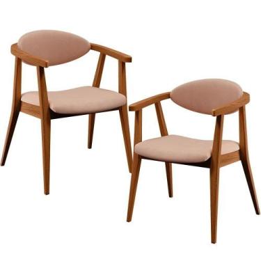 Imagem de Kit 02 Poltronas Para Sala De Estar Cecília B04 Linho Rosê - LYAM DECO