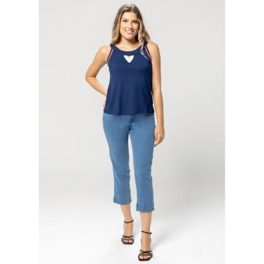 Imagem de Calça Capri Pau a Pique Básica Jeans Claro