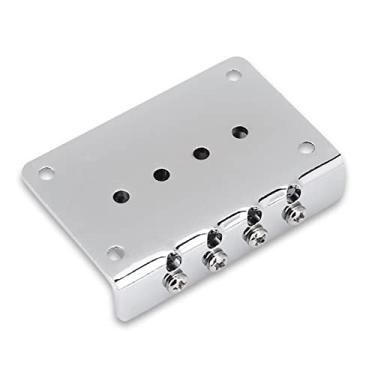 Imagem de Domary Peças de Reposição para Ponte Fixa de 4 Cordas, Durável, Caixa de Charutos, Guitarras Elétricas, Baixo, Ukulele, Acessórios (Prata)