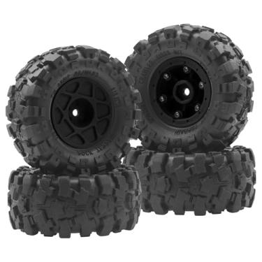 Imagem de 4Pcs Vgoohobby RC 1.0 Beadlock Wheels and Tires Plastics Rims OD 57 x 25mm Rubber Tire Compatible with 1/18 1/24 Axial SCX24 Traxxas TRX4M FMS FCX24 FCX18 AX24 RC Crawler (Black)