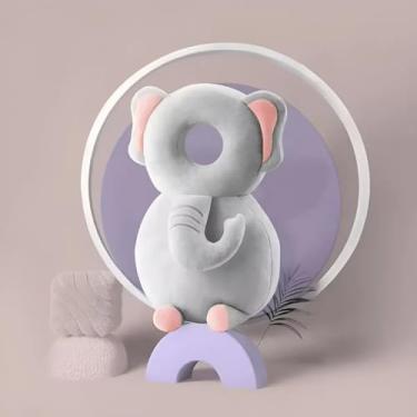 Imagem de Mochila Protetora Cabeça De Bebê Almofada Antiqueda Ajustável - Proteção Contra Queda e Tombo Aprendendo Caminhar (Elefante)