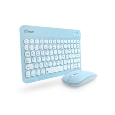 Imagem de Xtrad, TECLADO E MOUSE KIT BLUETOOTH SEM FIO ULTRA FINO HK8880 AZUL XTRAD