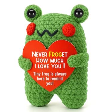 Imagem de LEJIAJINW Gifts for Him Her Boyfriend Girlfriend - I Love You Mini Handmade Crochet Frog - Cute Anniversary Birthday Gifts for Women Men Husband Wife Christmas Stocking Stuffers White Elephant Day