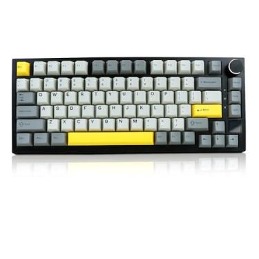 Imagem de Teclado mecânico AJAZZ AK820 Pro 75% para jogos, modo triplo conectado RGB retroiluminado com tela inteligente TFT e botão (cinza, interruptor de presente)