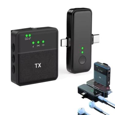 Imagem de Microfone de lapela sem fio para câmera iPhone Android, microfone de clipe duplo com cancelamento de ruído, microfone Plug & Play para YouTube, entrevista, podcast, transmissão ao vivo, vlogging (1