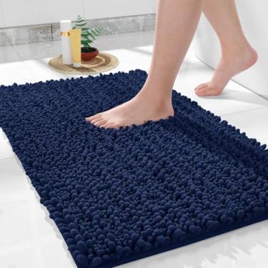 Imagem de Yimobra Tapetes de banheiro antiderrapantes laváveis 81 x 50 cm - Tapete de banho de chenille absorvente ultra macio, tapete felpudo de secagem rápida para banheira e chuveiro, acessórios de decoração