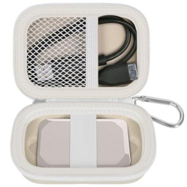 Imagem de Capa de transporte compatível com SSD portátil Crucial X10/X9 Pro 4TB/2TB/1TB, unidade de estado sólido externa, suporte de armazenamento rígido serve para cabo USB-C (apenas caixa) (bege)