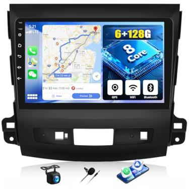 Imagem de Estéreo automotivo de 8 núcleos 6 + 128 G para Mitsubishi Outlander/Citroen C-Crosser/Peugeot 4007 2008-2015 com CarPlay Android Auto sem fio, tela sensível ao toque IPS de 22 polegadas, Bluetooth 5.0