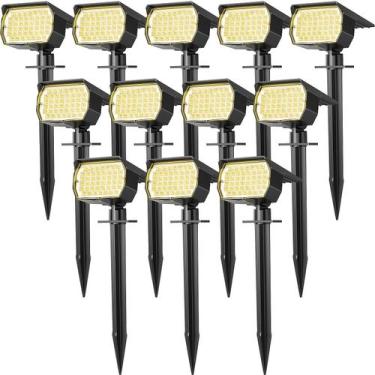 Imagem de Holofotes solares WENATY, pacote com 12 e 46 LEDs, IP65, à prova d'águ