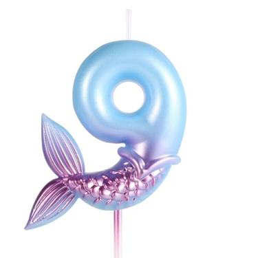 Imagem de Velas de aniversário de sereia, número azul, Lasuroa