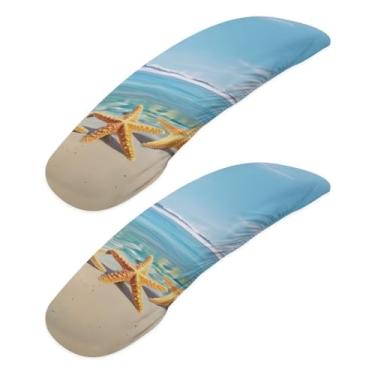 Imagem de SAJJWHHR Capas de descanso de braço para cadeira de escritório com estampa de oceano, 2 capas de braço removíveis para cadeiras de mesa com estampa de estrela-do-mar, capas elásticas para apoio de