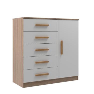 Imagem de Cômoda Sapateira New Monaco 1 Porta 5 Gavetas - Branco / Demolição